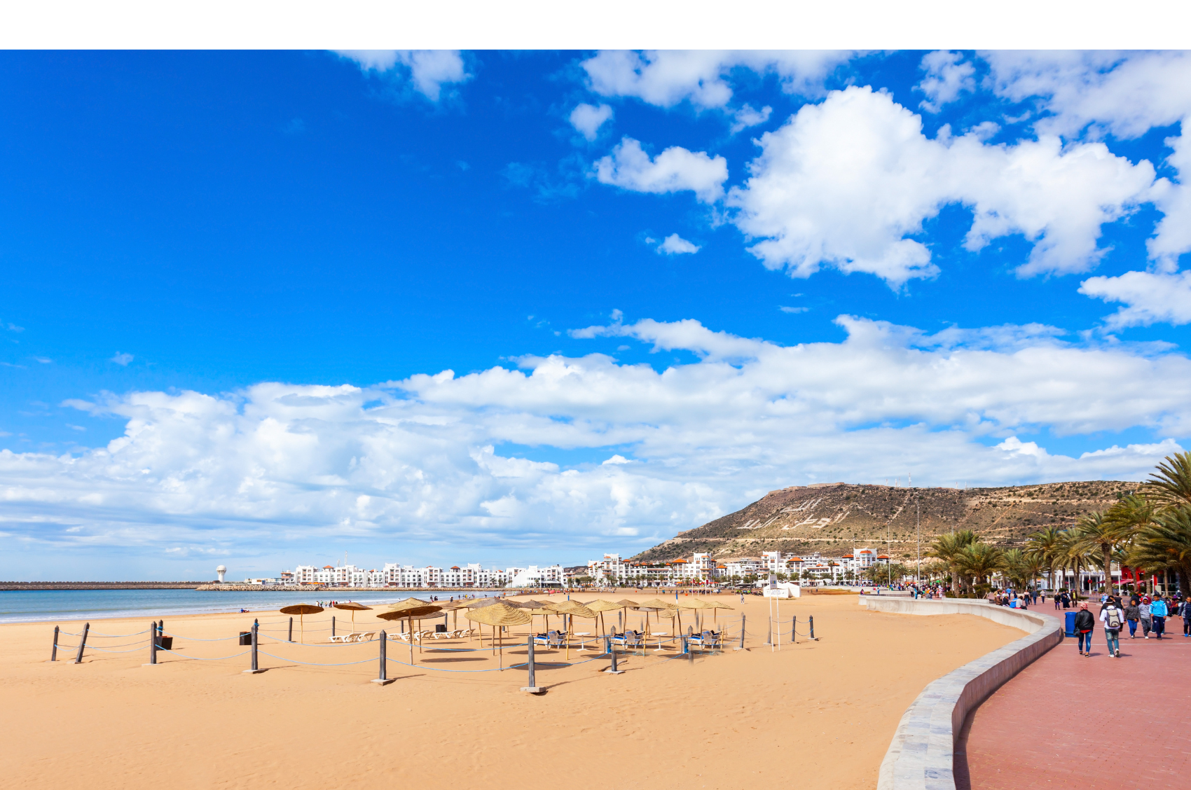 Agadir Beach promenade on Morocco Atlantic coast