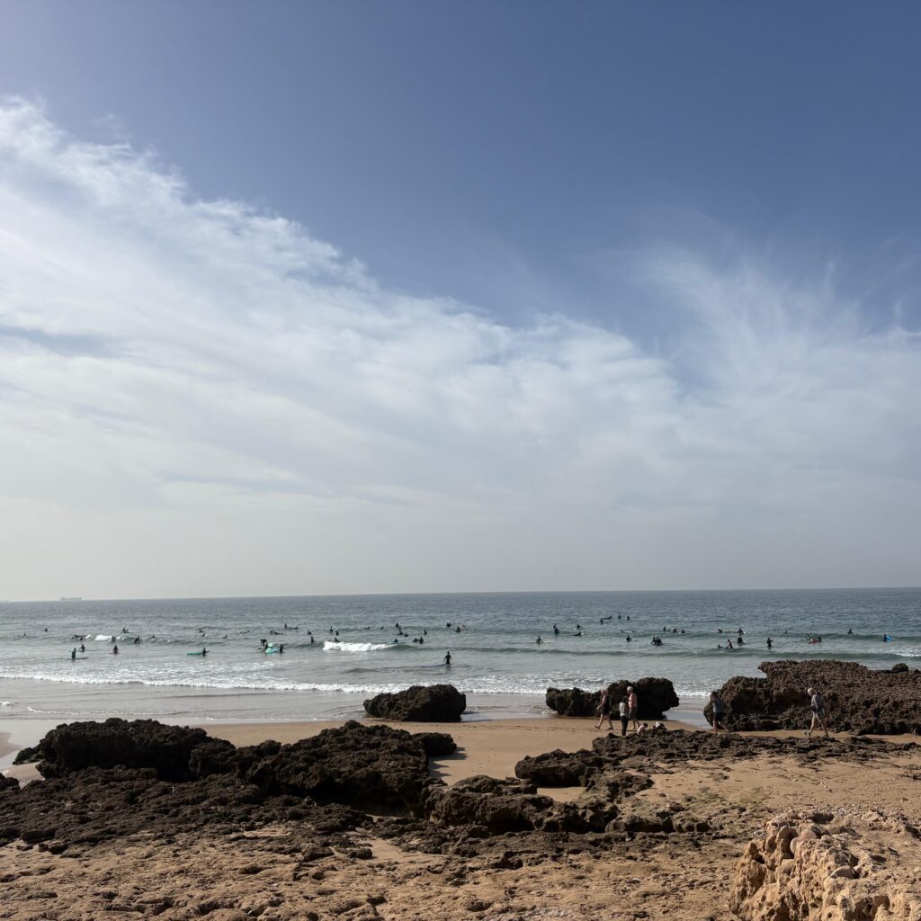 Beginner surf lesson on the beach in Taghazout Morocco