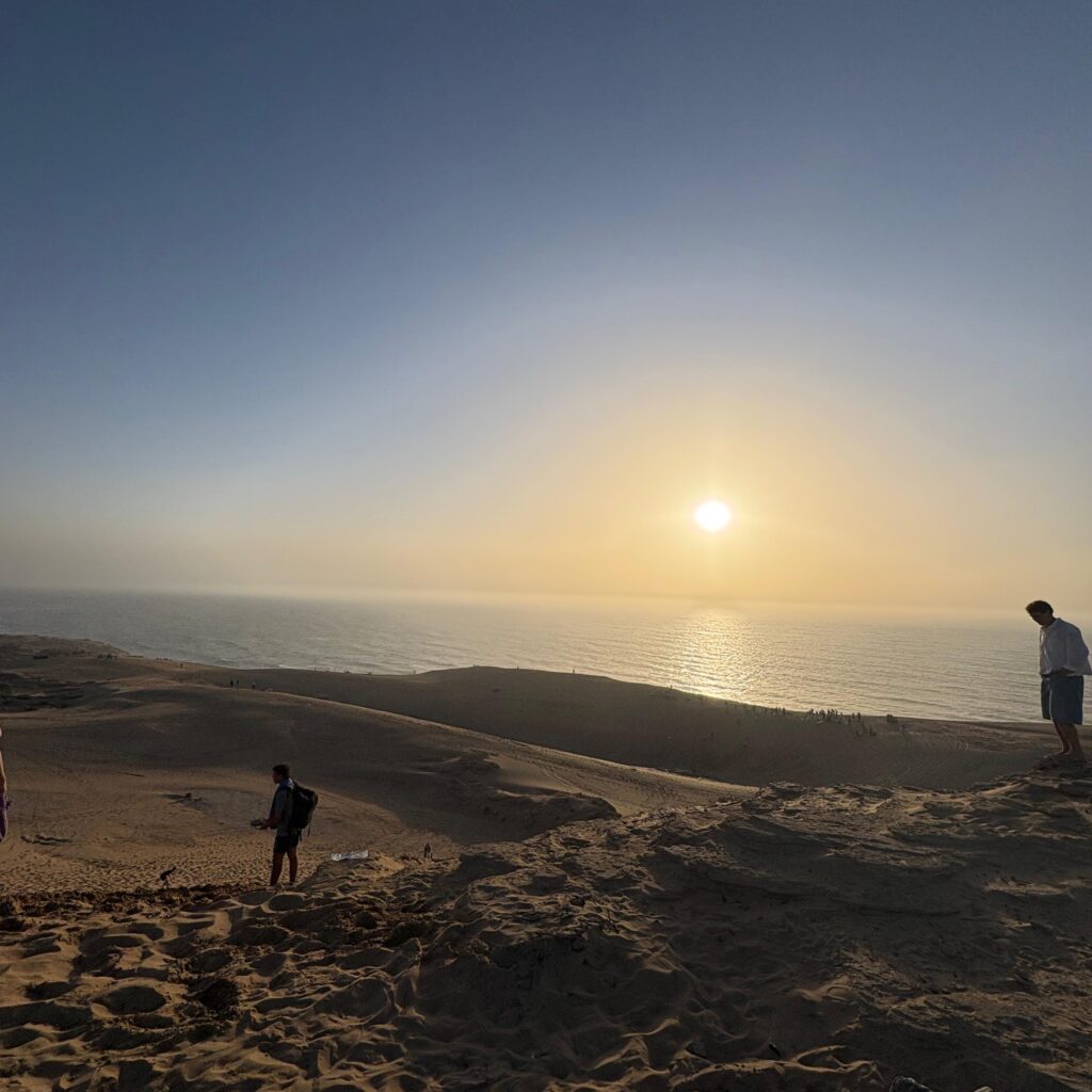 Golden sunset over dunes near Taghazout and Agadir