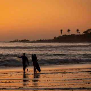 Surfing in Taghazout at the Atlantic Coast of Morocco