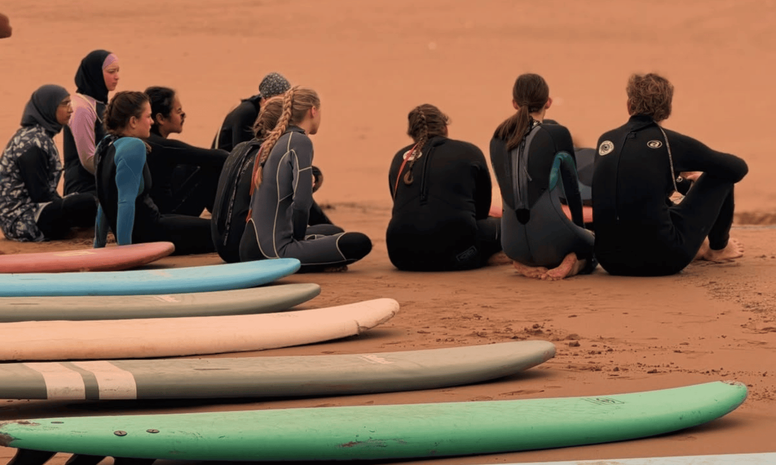 Group surf lessons Taghazout start from 29 € including equipment (wetsuit and board)
